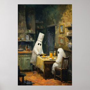 Poster Peinture de date de cuisine fantôme, Halloween imp