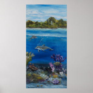 Poster Peinture de dauphin dessus