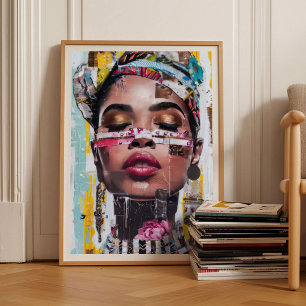 Poster Peinture de femme éclectique Art Pop Grand Art mu