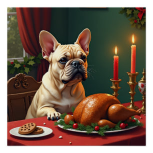 Poster Peinture de fête de Noël de Bouledogue Français