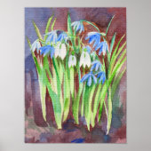 Poster Peinture de fleur bleue de printemps scille de Sib (Devant)