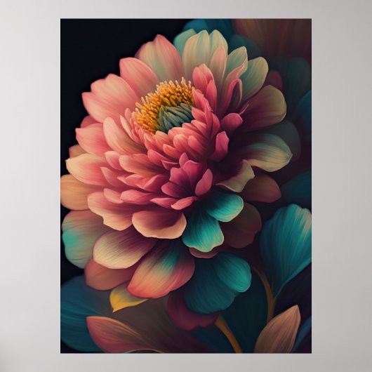 Poster Peinture de Fleur Gras 3:4 (Devant)