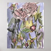 Peinture de fleurs de jardin d'hiver aux roses Cam