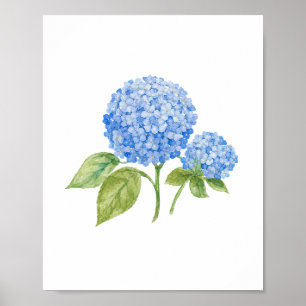 Poster Peinture de fleurs d'hortensia bleu plage
