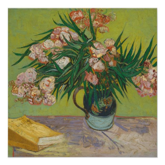 Poster Peinture de fleurs d'oléandre par Vincent Van Gogh (Devant)