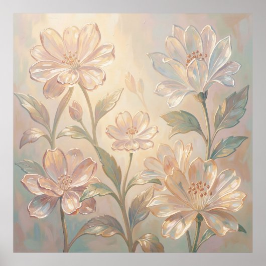 Poster Peinture de fleurs douces au pastel (Devant)
