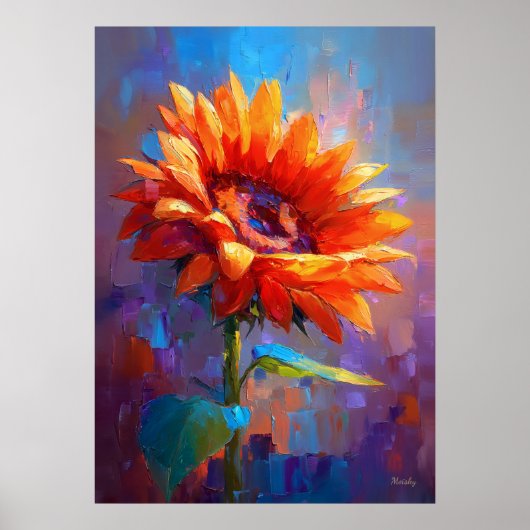 Poster Peinture de fleurs Impressionniste de tournesol co (Devant)