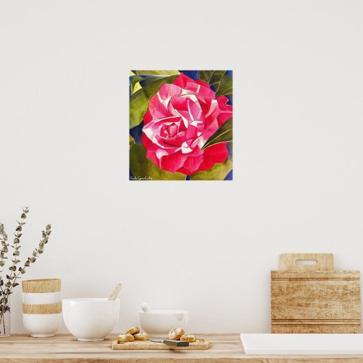 Poster Peinture de fleurs rose Camellia (Cuisine)
