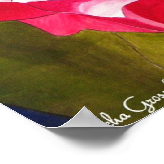 Poster Peinture de fleurs rose Camellia (Coin)