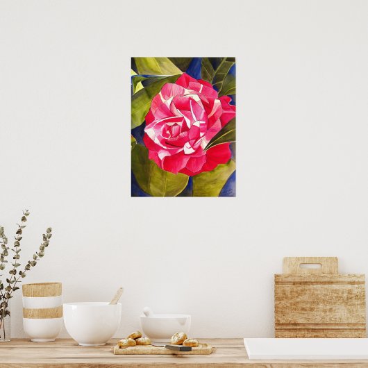 Poster Peinture de fleurs rose Camellia (Cuisine)