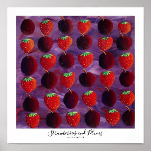 Poster Peinture de fraises et de prunes