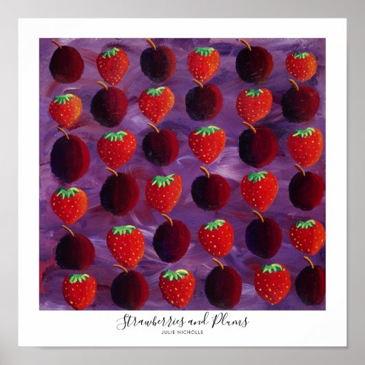 Poster Peinture de fraises et de prunes (Devant)