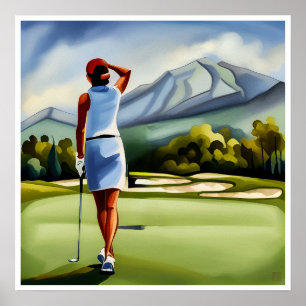 Poster Peinture de golfeurs - Art Print