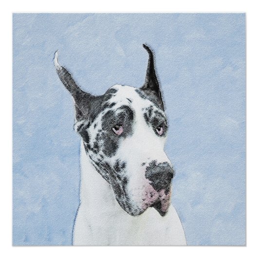 Poster Peinture de Great Dane (Arlequin) - Art original d (Devant)