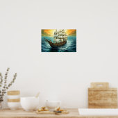 Poster Peinture de gros voilier sur une mer bleue (Cuisine)