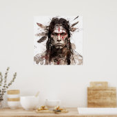 Poster Peinture de guerrier amérindien (Cuisine)
