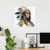 Poster Peinture de guerrier amérindien (Bureau à domicile)