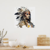 Poster Peinture de guerrier amérindien (Cuisine)