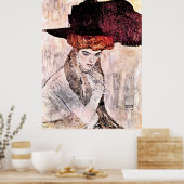 Poster Peinture de Gustav Klimt, Der Schwarze Hut (Cuisine)