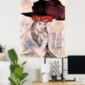 Poster Peinture de Gustav Klimt, Der Schwarze Hut (Bureau à domicile)
