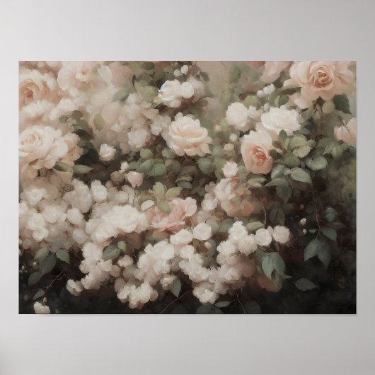 Poster Peinture de jardin rose - peinture de vie morte (Devant)