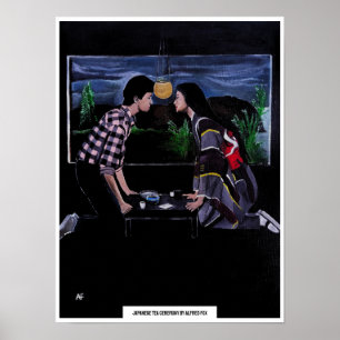 Poster Peinture de la cérémonie du thé japonaise par Alfr