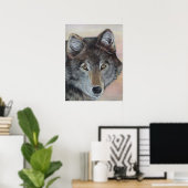 Poster peinture de la faune du loup gris (Bureau à domicile)