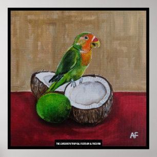 Poster Peinture de la fête tropicale de l'inséparable par