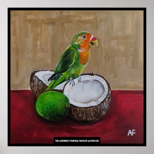 Poster Peinture de la fête tropicale de l'inséparable par (Devant)