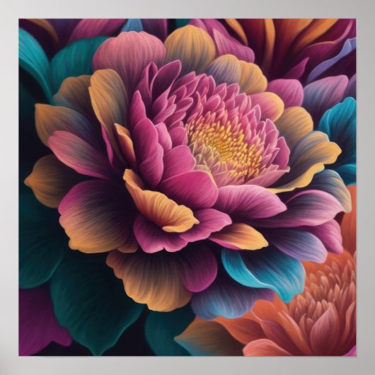 Poster Peinture de la fleur proche (Devant)