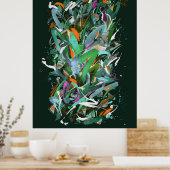 Poster Peinture de la forêt nocturne (Cuisine)