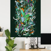 Poster Peinture de la forêt nocturne (Bureau à domicile)