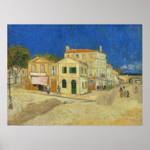 Poster Peinture de la Maison Jaune avec Ciel Bleu de Van 
