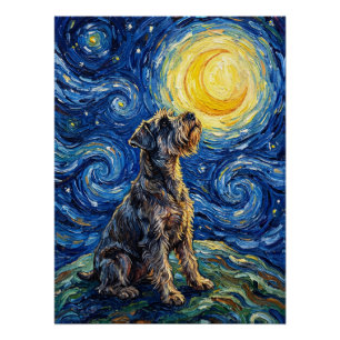 Poster Peinture de la nuit étoilée de Schnauzer
