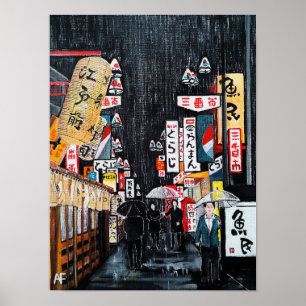 Poster Peinture de la pluie à Tokyo par Alfred Fox
