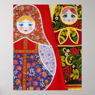 Poster Peinture de la poupée russe Matryoshka