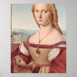 Poster Peinture de la Renaissance Licorne et Dame Raphaël