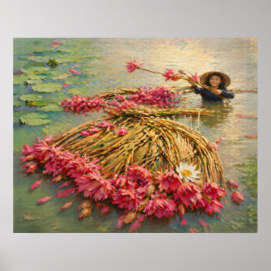 Poster Peinture de la saison des inondations au Vietnam,