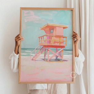 Poster Peinture de la tour de garde côtière, Plage Wall A