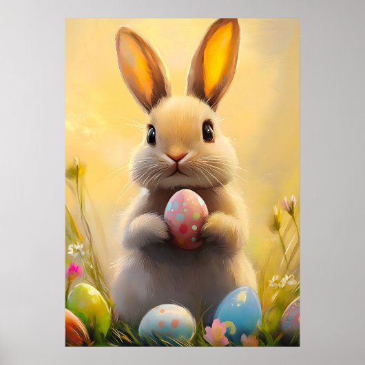 Poster Peinture de lapin de Pâques (Devant)
