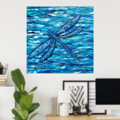 Poster Peinture de libellules bleues (Bureau à domicile)