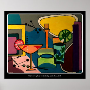 Poster Peinture de 'Mid Century Mod Cocktails' sur un