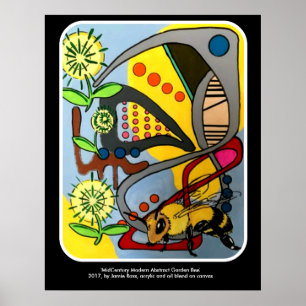Poster Peinture de 'MidCentury Mod Abstrait Garden Bee' s