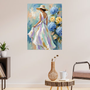 Poster Peinture de mode florale d'hortensia