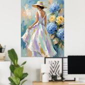 Poster Peinture de mode florale d'hortensia (Bureau à domicile)