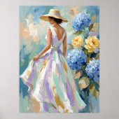 Poster Peinture de mode florale d'hortensia (Devant)