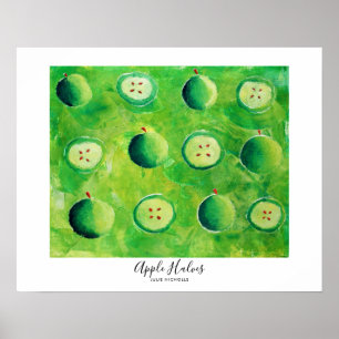 Poster Peinture de moitiés de pomme