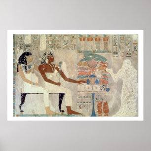 Poster Peinture de mur de la tombe de Rekhmire, Thebes, d