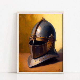 Poster Peinture de nature morte de casque antique, mur vi