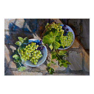 Poster Peinture de nature morte de raisin vert
